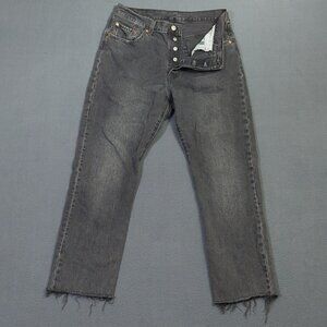 Levi's Jeans Women's 29 Black 501 Button Fly Cropped Cutoff Denim